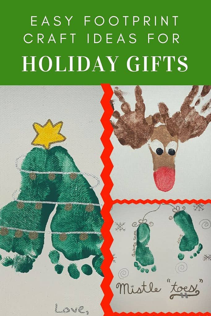 Christmas Holiday Footprint Art Ideas for Canvas with Supply List and Links to Products