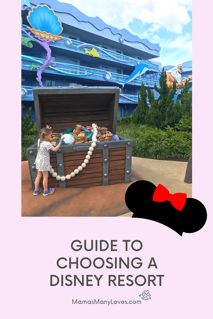 Child peeking into a treasure chest at Disney's Art of Animation Resort.  Text overlay Guide to Choosing a Disney Resort