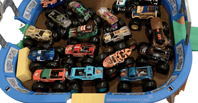 Monster Jam arena filled with Monster Truck toys