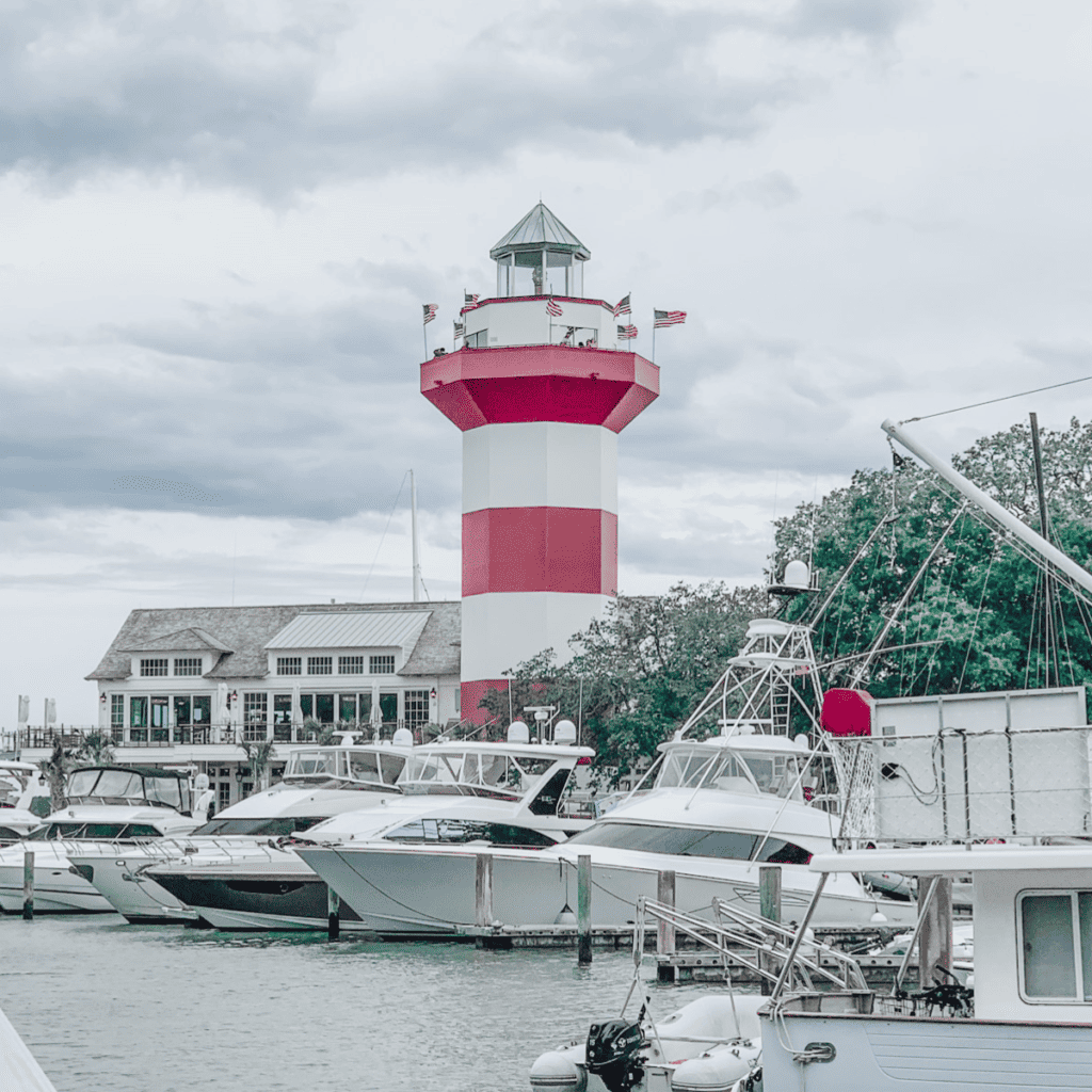 Harbourtown Lighthouse Hilton Head Island and surrounding marina